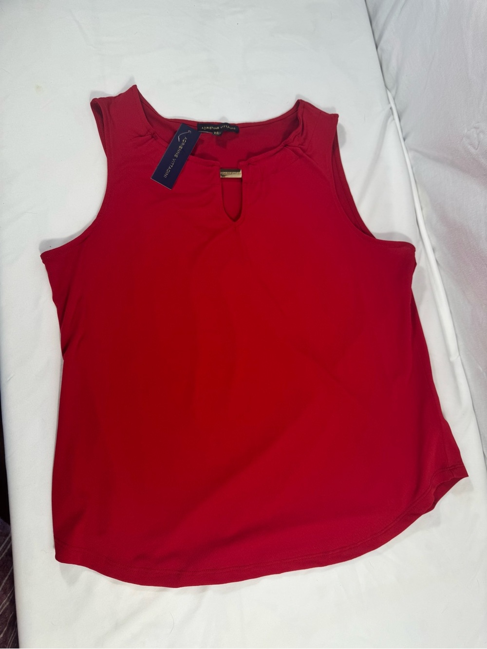 NWT Adrienne Vittadini Red Keyhole Tank Top Blouse, Size L Office Date Night